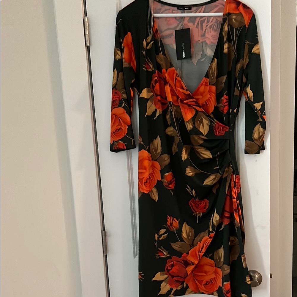 Fashion Nova Long Sleeve Dress with Red and Orange Floral